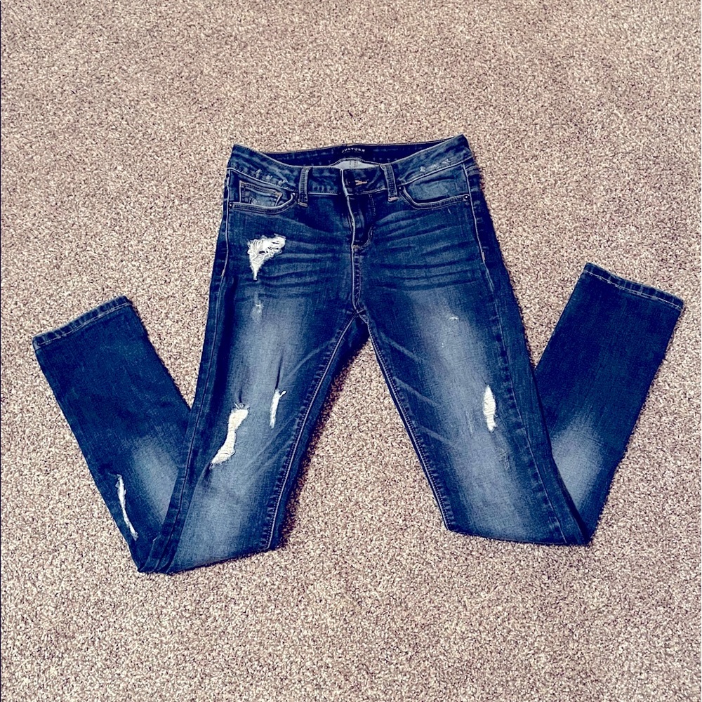 Just USA High Rise Distressed Skinny Jeans